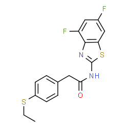 ChemSpider 2D Image | N-(4,6-Difluoro-1,3-benzothiazol-2-yl)-2-[4-(ethylsulfanyl)phenyl]acetamide | C17H14F2N2OS2