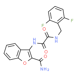 ChemSpider 2D Image | N-(2-Carbamoyl-1-benzofuran-3-yl)-N'-(2,6-difluorobenzyl)ethanediamide | C18H13F2N3O4