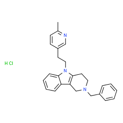 ChemSpider 2D Image | 2-Benzyl-5-[2-(6-methyl-3-pyridinyl)ethyl]-2,3,4,5-tetrahydro-1H-pyrido[4,3-b]indole hydrochloride (1:1) | C26H28ClN3