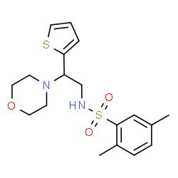 ChemSpider 2D Image | 2,5-Dimethyl-N-[2-(4-morpholinyl)-2-(2-thienyl)ethyl]benzenesulfonamide | C18H24N2O3S2