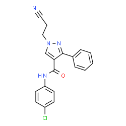 ChemSpider 2D Image | N-(4-Chlorophenyl)-1-(2-cyanoethyl)-3-phenyl-1H-pyrazole-4-carboxamide | C19H15ClN4O