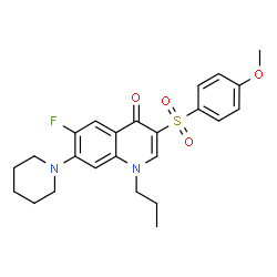 ChemSpider 2D Image | 6-Fluoro-3-[(4-methoxyphenyl)sulfonyl]-7-(1-piperidinyl)-1-propyl-4(1H)-quinolinone | C24H27FN2O4S