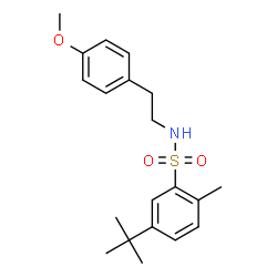 ChemSpider 2D Image | N-[2-(4-Methoxyphenyl)ethyl]-2-methyl-5-(2-methyl-2-propanyl)benzenesulfonamide | C20H27NO3S