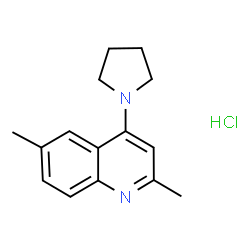 ChemSpider 2D Image | 2,6-Dimethyl-4-(1-pyrrolidinyl)quinoline hydrochloride (1:1) | C15H19ClN2