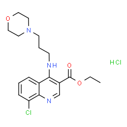 ChemSpider 2D Image | Ethyl 8-chloro-4-{[3-(4-morpholinyl)propyl]amino}-3-quinolinecarboxylate hydrochloride (1:1) | C19H25Cl2N3O3