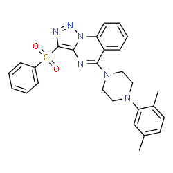 ChemSpider 2D Image | 5-[4-(2,5-Dimethylphenyl)-1-piperazinyl]-3-(phenylsulfonyl)[1,2,3]triazolo[1,5-a]quinazoline | C27H26N6O2S