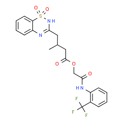 ChemSpider 2D Image | 2-Oxo-2-{[2-(trifluoromethyl)phenyl]amino}ethyl 4-(1,1-dioxido-2H-1,2,4-benzothiadiazin-3-yl)-3-methylbutanoate | C21H20F3N3O5S