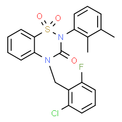 ChemSpider 2D Image | 4-(2-Chloro-6-fluorobenzyl)-2-(2,3-dimethylphenyl)-2H-1,2,4-benzothiadiazin-3(4H)-one 1,1-dioxide | C22H18ClFN2O3S