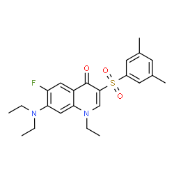 ChemSpider 2D Image | 7-(Diethylamino)-3-[(3,5-dimethylphenyl)sulfonyl]-1-ethyl-6-fluoro-4(1H)-quinolinone | C23H27FN2O3S
