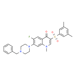 ChemSpider 2D Image | 7-(4-Benzyl-1-piperazinyl)-3-[(3,5-dimethylphenyl)sulfonyl]-6-fluoro-1-methyl-4(1H)-quinolinone | C29H30FN3O3S