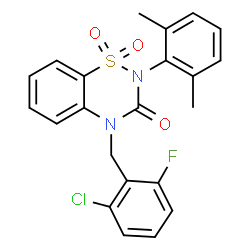 ChemSpider 2D Image | 4-(2-Chloro-6-fluorobenzyl)-2-(2,6-dimethylphenyl)-2H-1,2,4-benzothiadiazin-3(4H)-one 1,1-dioxide | C22H18ClFN2O3S
