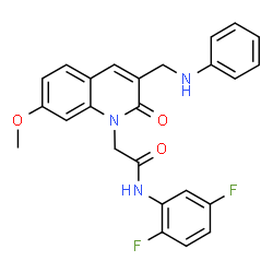 ChemSpider 2D Image | 2-[3-(Anilinomethyl)-7-methoxy-2-oxo-1(2H)-quinolinyl]-N-(2,5-difluorophenyl)acetamide | C25H21F2N3O3
