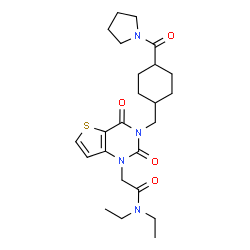 ChemSpider 2D Image | 2-[2,4-Dioxo-3-{[4-(1-pyrrolidinylcarbonyl)cyclohexyl]methyl}-3,4-dihydrothieno[3,2-d]pyrimidin-1(2H)-yl]-N,N-diethylacetamide | C24H34N4O4S