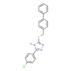 ChemSpider 2D Image | 3-[(4-Biphenylylmethyl)sulfanyl]-5-(4-chlorophenyl)-4-methyl-4H-1,2,4-triazole | C22H18ClN3S