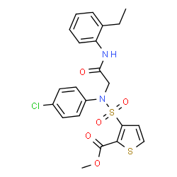 ChemSpider 2D Image | Methyl 3-[(4-chlorophenyl){2-[(2-ethylphenyl)amino]-2-oxoethyl}sulfamoyl]-2-thiophenecarboxylate | C22H21ClN2O5S2