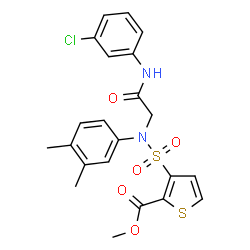 ChemSpider 2D Image | Methyl 3-[{2-[(3-chlorophenyl)amino]-2-oxoethyl}(3,4-dimethylphenyl)sulfamoyl]-2-thiophenecarboxylate | C22H21ClN2O5S2