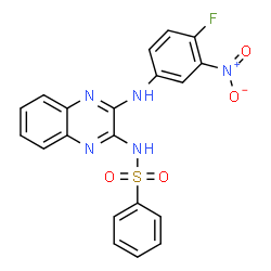 ChemSpider 2D Image | N-{3-[(4-Fluoro-3-nitrophenyl)amino]-2-quinoxalinyl}benzenesulfonamide | C20H14FN5O4S