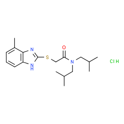 ChemSpider 2D Image | N,N-Diisobutyl-2-[(4-methyl-1H-benzimidazol-2-yl)sulfanyl]acetamide hydrochloride (1:1) | C18H28ClN3OS