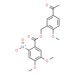 ChemSpider 2D Image | 5-Acetyl-2-methoxybenzyl 4,5-dimethoxy-2-nitrobenzoate | C19H19NO8