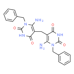 ChemSpider 2D Image | 5,5'-Methylenebis(6-amino-1-benzyl-2,4(1H,3H)-pyrimidinedione) | C23H22N6O4
