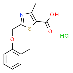 ChemSpider 2D Image | 4-Methyl-2-[(2-methylphenoxy)methyl]-1,3-thiazole-5-carboxylic acid hydrochloride (1:1) | C13H14ClNO3S