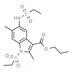 ChemSpider 2D Image | Propyl 1-(ethylsulfonyl)-5-[(ethylsulfonyl)amino]-2,6-dimethyl-1H-indole-3-carboxylate | C18H26N2O6S2
