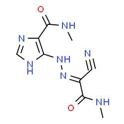 ChemSpider 2D Image | 4-{(2E)-2-[1-Cyano-2-(methylamino)-2-oxoethylidene]hydrazino}-N-methyl-1H-imidazole-5-carboxamide | C9H11N7O2