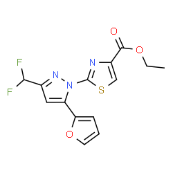 ChemSpider 2D Image | Ethyl 2-[3-(difluoromethyl)-5-(2-furyl)-1H-pyrazol-1-yl]-1,3-thiazole-4-carboxylate | C14H11F2N3O3S