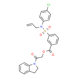 ChemSpider 2D Image | 2-(2,3-Dihydro-1H-indol-1-yl)-2-oxoethyl 3-[allyl(4-chlorophenyl)sulfamoyl]benzoate | C26H23ClN2O5S