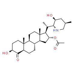 ChemSpider 2D Image | (3beta,5alpha,16alpha,17beta)-3-Hydroxy-17-{(1S)-1-[(2R,3S,5R)-3-hydroxy-5-methyl-2-piperidinyl]ethyl}-4-oxoandrostan-16-yl acetate | C29H47NO5