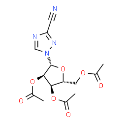ChemSpider 2D Image | 1-(2,3,5-Tri-O-acetyl-beta-D-ribofuranosyl)-1H-1,2,4-triazole-3-carbonitrile | C14H16N4O7