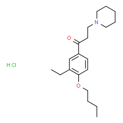 ChemSpider 2D Image | 1-(4-Butoxy-3-ethylphenyl)-3-(1-piperidinyl)-1-propanone hydrochloride (1:1) | C20H32ClNO2