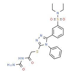 ChemSpider 2D Image | N-Carbamoyl-2-({5-[3-(diethylsulfamoyl)phenyl]-4-phenyl-4H-1,2,4-triazol-3-yl}sulfanyl)acetamide | C21H24N6O4S2
