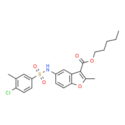 ChemSpider 2D Image | Pentyl 5-{[(4-chloro-3-methylphenyl)sulfonyl]amino}-2-methyl-1-benzofuran-3-carboxylate | C22H24ClNO5S