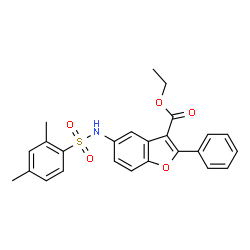 ChemSpider 2D Image | Ethyl 5-{[(2,4-dimethylphenyl)sulfonyl]amino}-2-phenyl-1-benzofuran-3-carboxylate | C25H23NO5S