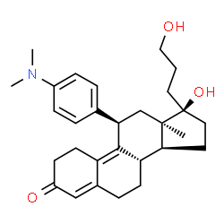 ChemSpider 2D Image | (8S,11R,13R,14S,17R)-11-[4-(Dimethylamino)phenyl]-17-hydroxy-17-(3-hydroxypropyl)-13-methyl-1,2,6,7,8,11,12,13,14,15,16,17-dodecahydro-3H-cyclopenta[a]phenanthren-3-one | C29H39NO3