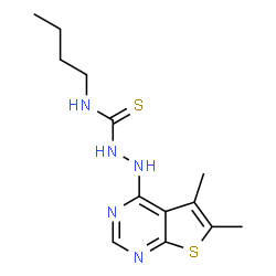 ChemSpider 2D Image | N-Butyl-2-(5,6-dimethylthieno[2,3-d]pyrimidin-4-yl)hydrazinecarbothioamide | C13H19N5S2