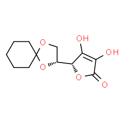 ChemSpider 2D Image | (5R)-5-[(2R)-1,4-Dioxaspiro[4.5]dec-2-yl]-3,4-dihydroxy-2(5H)-furanone | C12H16O6