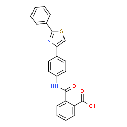ChemSpider 2D Image | 2-{[4-(2-Phenyl-1,3-thiazol-4-yl)phenyl]carbamoyl}benzoic acid | C23H16N2O3S