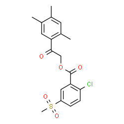 ChemSpider 2D Image | 2-Oxo-2-(2,4,5-trimethylphenyl)ethyl 2-chloro-5-(methylsulfonyl)benzoate | C19H19ClO5S