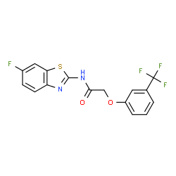 ChemSpider 2D Image | N-(6-Fluoro-1,3-benzothiazol-2-yl)-2-[3-(trifluoromethyl)phenoxy]acetamide | C16H10F4N2O2S