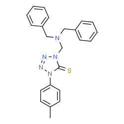 ChemSpider 2D Image | 1-[(Dibenzylamino)methyl]-4-(4-methylphenyl)-1,4-dihydro-5H-tetrazole-5-thione | C23H23N5S