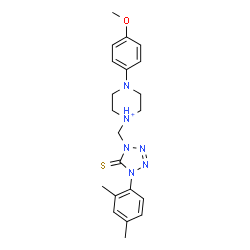 ChemSpider 2D Image | 1-{[4-(2,4-Dimethylphenyl)-5-thioxo-4,5-dihydro-1H-tetrazol-1-yl]methyl}-4-(4-methoxyphenyl)piperazin-1-ium | C21H27N6OS