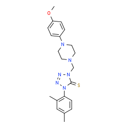 ChemSpider 2D Image | 1-(2,4-Dimethylphenyl)-4-{[4-(4-methoxyphenyl)-1-piperazinyl]methyl}-1,4-dihydro-5H-tetrazole-5-thione | C21H26N6OS