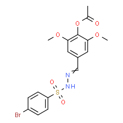 ChemSpider 2D Image | 4-({[(4-Bromophenyl)sulfonyl]hydrazono}methyl)-2,6-dimethoxyphenyl acetate | C17H17BrN2O6S