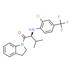 ChemSpider 2D Image | (2S)-2-{[2-Chloro-4-(trifluoromethyl)phenyl]amino}-1-(2,3-dihydro-1H-indol-1-yl)-3-methyl-1-butanone | C20H20ClF3N2O