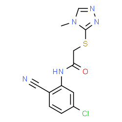 ChemSpider 2D Image | N-(5-Chloro-2-cyanophenyl)-2-[(4-methyl-4H-1,2,4-triazol-3-yl)sulfanyl]acetamide | C12H10ClN5OS