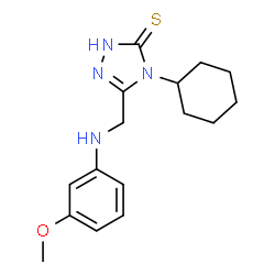 ChemSpider 2D Image | 4-Cyclohexyl-5-(((3-methoxyphenyl)amino)methyl)-4H-1,2,4-triazole-3-thiol | C16H22N4OS