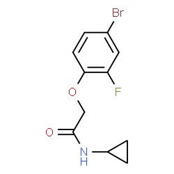 ChemSpider 2D Image | 2-(4-Bromo-2-fluorophenoxy)-N-cyclopropylacetamide | C11H11BrFNO2