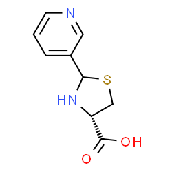 ChemSpider 2D Image | 2-Pyridin-3-yl-thiazolidine-4-carboxylic acid | C9H10N2O2S